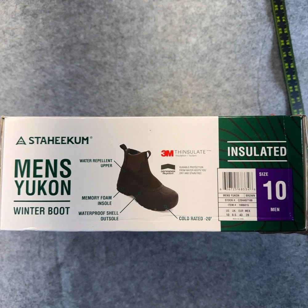 Staheekum Yukon Winter Boots Men's‎ Black Brown Round Toe Pull-On Waterproof  10